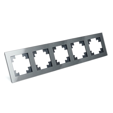 Рамка 5-местная, стекло, STEKKER, GFR00-7005-06, серия Катрин, графит - фото