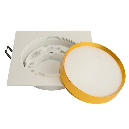 Светильник встраиваемый Feron DL506 потолочный GX53 белый + золото квадрат - фото