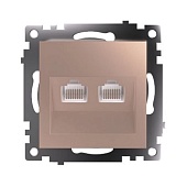 Розетка компьютерная 2-местная RJ-45 (механизм) STEKKER GLS00-7109-02, серия Катрин, шампань