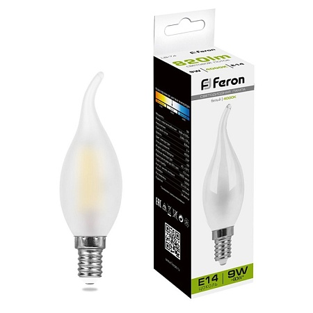 Лампа светодиодная Feron LB-74 Свеча на ветру E14 9W 230V 4000K - фото