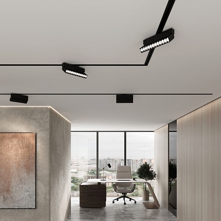 Basic System Алюминиевый профиль для монтажа в натяжной потолок однофазного шинопровода черный 2м 85234/00 Elektrostandard - фото