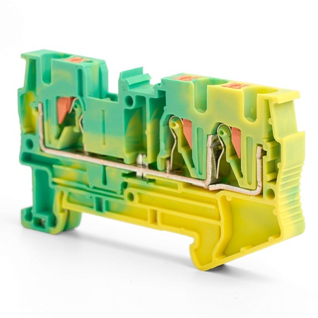 Зажим пружинный, 3-проводной проходной ЗНИ - 4 ,JXB PT 4  TW , желтый, зеленый LD573-1-40 - фото