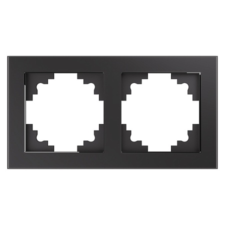 Рамка 2-местная, стекло, STEKKER, GFR00-7002-06,  серия Катрин, графит - фото