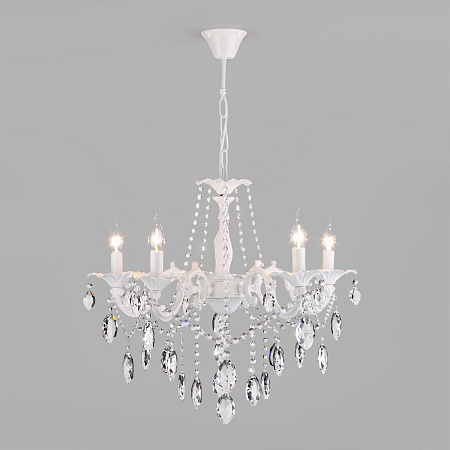 Подвесной светильник Eurosvet 10108/5 белый/прозрачный хрусталь Strotskis - фото