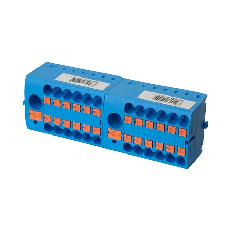 Зажим блочный (групп) для распред.тока нагрузки push-in на 12 точек, сеч 2,5 мм2, 690V,41А, 1точка интегр. питание,синий LD580 PTFIX 6-12/25 - фото
