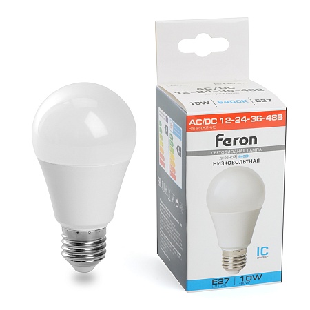 Лампа светодиодная низковольтная Feron LB-192 Шар E27 10W 12-48V 6400K - фото