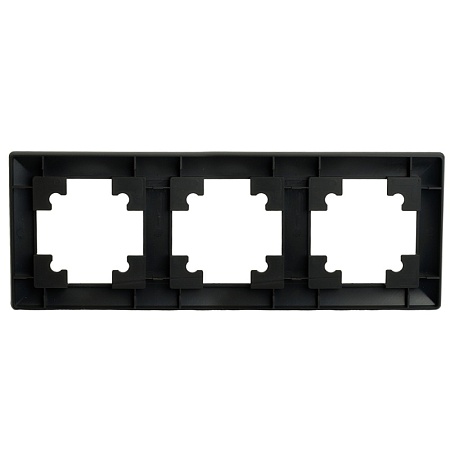 Рамка STEKKER, PFR00-7003-05 3-местная, пластик, серия Катрин, черный - фото