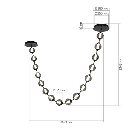SL6520.403.16 Светильник подвесной ST-Luce черный жемчуг/прозрачно-дымчатый LED 1*80W 4000K HELMI - фото