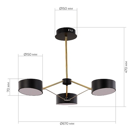 Светильник потолочный Черный, Золотистый/Черный LED 3*10W SLE6005-402-03 - фото