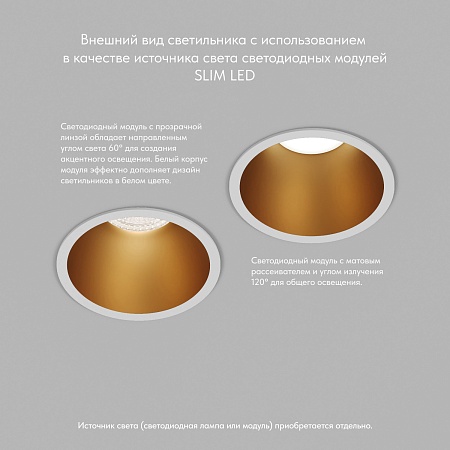 DK3026-WG Встраиваемый светильник, IP 20, 10 Вт, GU5.3, LED, белый/золотой, пластик - фото