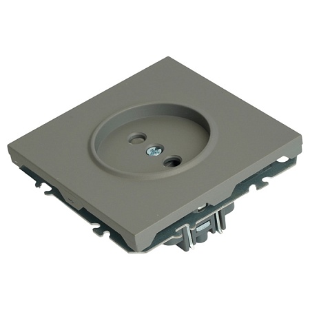 Розетка 1-местная с защитной шторкой (механизм), STEKKER, б/з, 250В, 16А, серия Эмили, RST16-5109-10, платиново-серый, soft touch - фото