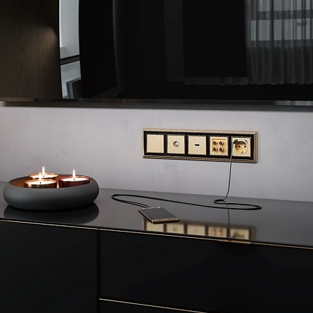 ТВ-розетка оконечная шампань рифленый WL10-TV - фото