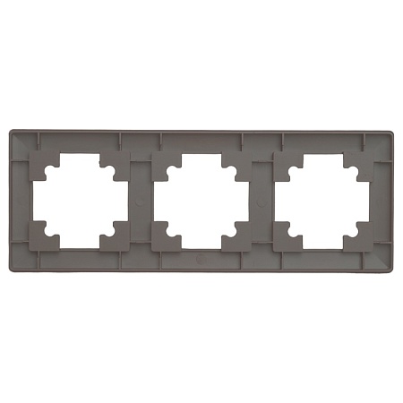 Рамка STEKKER, PFR00-7003-04 3-местная, пластик, серия Катрин, шоколад - фото