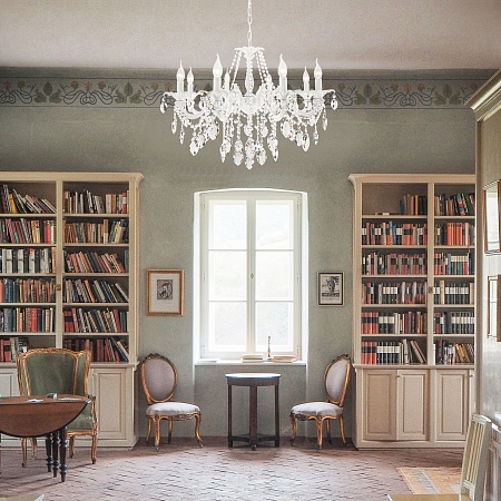 Потолочный светильник Eurosvet 10108/8 белый/прозрачный хрусталь Strotskis - фото