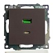 Розетка 2-местная USB + type C, STEKKER GLS10-7116-04, 250В, 3А, max 20W,серия Катрин, шоколад - фото