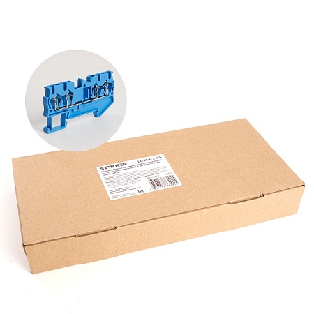 Зажим пружинный, 4-проводной проходной ЗНИ - 2,5 (JXB ST 2,5), синий STEKKER - фото