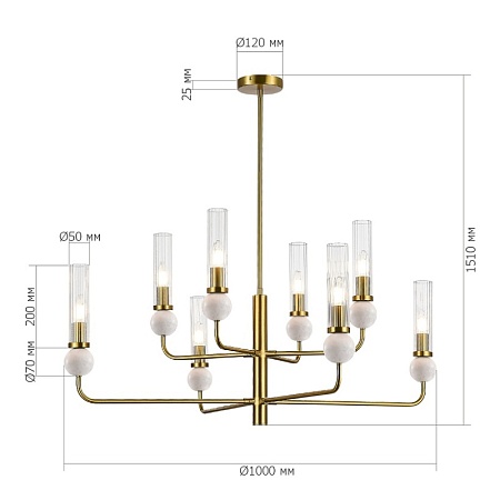Светильник подвесной ST-Luce латунь/прозрачный E14 8*40W SL1244.303.08 - фото