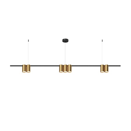 DK4063-BK+SG Подвесной светильник ORBIT, IP20, 7xGU10 LED до 15 Вт, черный + сатинированное золото, алюминий - фото