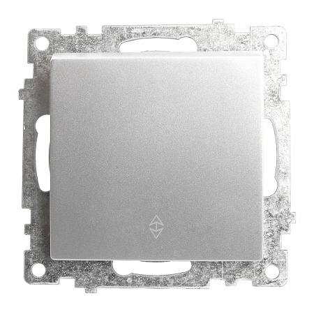 Переключатель 1-клавишный (механизм), STEKKER GLS10-7105-03, 250V, 10А, серия Катрин, серебро - фото
