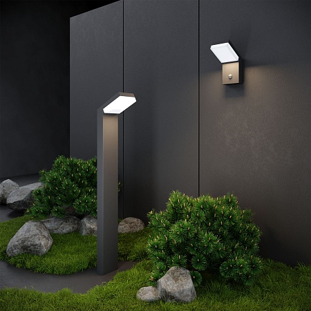 Уличный настенный светодиодный светильник Sensor IP54 с датчиком движения 1541 TECHNO LED серый Elektrostandard - фото