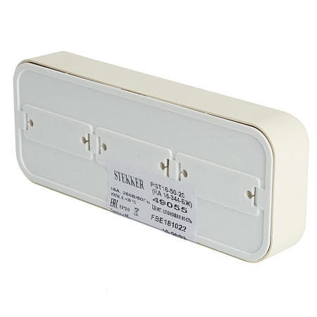 Розетка 3-местная б/з STEKKER, PST16-50-20 (RA 16-344-БЖ), пластик АВС, 250В, 16А, IP20, слоновая кость - фото