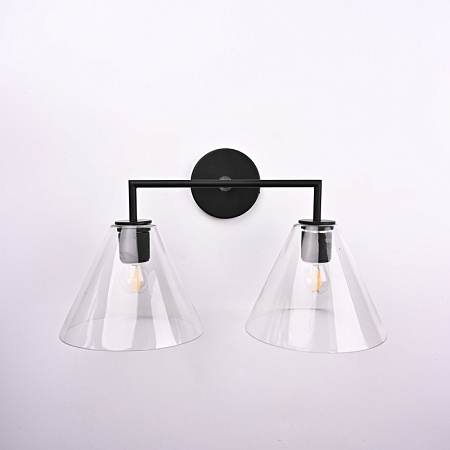Бра Rh Utilitaire Funnel Shade Double Sconce Black Imperiumloft 123266-22 - фото