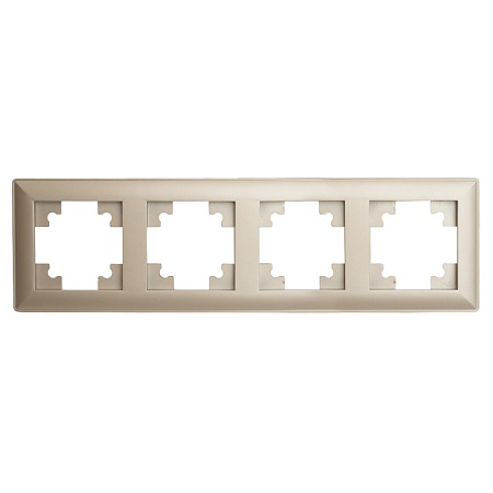 Рамка STEKKER, PFR00-7004-02 4-местная, пластик, серия Катрин, шампань - фото