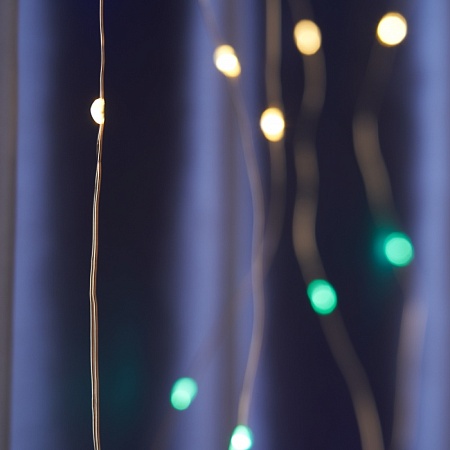 Светодиодная гирлянда Feron CL590 занавес типа Роса 2*2м  + 2м мультиколор USB, прозрачный шнур - фото