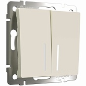 Выключатель двухклавишный с подсветкой айвори матовый W1120162