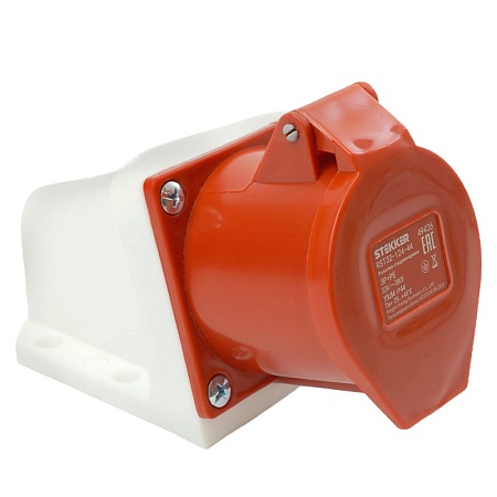 Розетка стационарная ST-124 32А 380В 3P+PE IP44, RST32-124-44, Stekker - фото