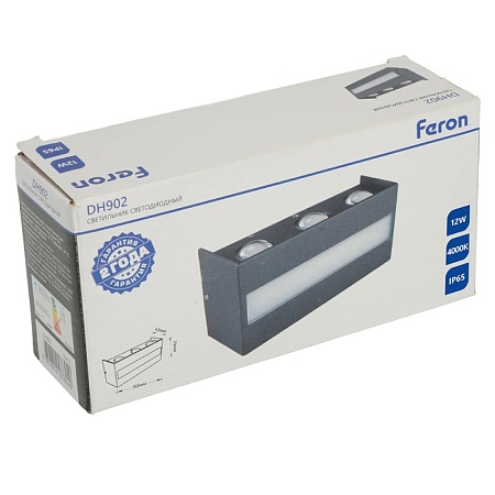 Светильник уличный светодиодный Feron DH902, 12W, 950Lm, 4000K, черный - фото