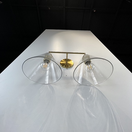 Бра Rh Utilitaire Funnel Shade Double Sconce Brass Imperiumloft 123267-22 - фото