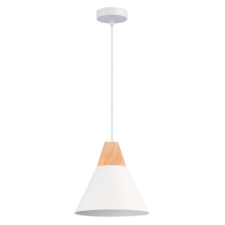 Светильник подвесной Белый/Белый, Светлое дерево E27 1*60W SLE125103-01 - фото
