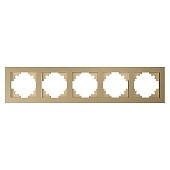 Рамка 5-местная, стекло, STEKKER, GFR00-7005-08, серия Катрин, золото