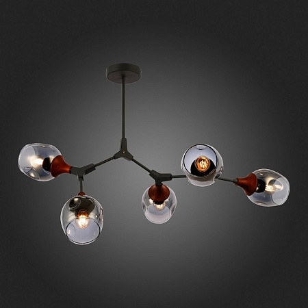 Светильник потолочный Серый, Темное дерево/Зеркальный E27 5*60W SLE113402-05 - фото