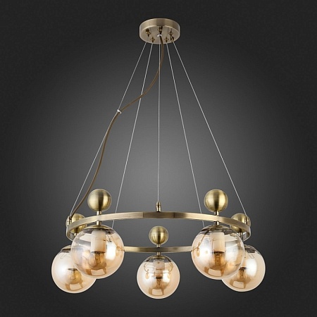 Светильник подвесной Бронзовый/Прозрачный, Янтарный E27 5*60W SLE106303-05 - фото
