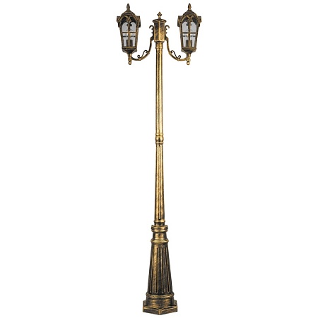 Светильник садово-парковый Feron PL109  четырехгранный,столб 2*60W 230V E27, черное золото - фото