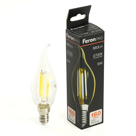 Лампа светодиодная Feron.PRO LB-1216 Свеча на ветру E14 960LM 6W 175-265V 2700K - фото