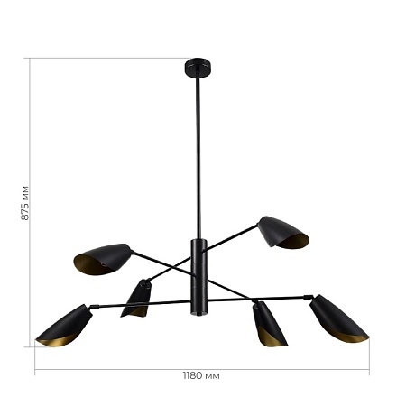 Светильник подвесной Черный/Черный E14 6*60W SLE1254-403-06 - фото