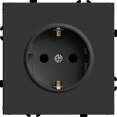 Розетка 1-местная с защитной шторкой с/з (механизм), STEKKER, 250В, 16А, серия Эмили, RST16-5110-05, черный уголь, soft touch
