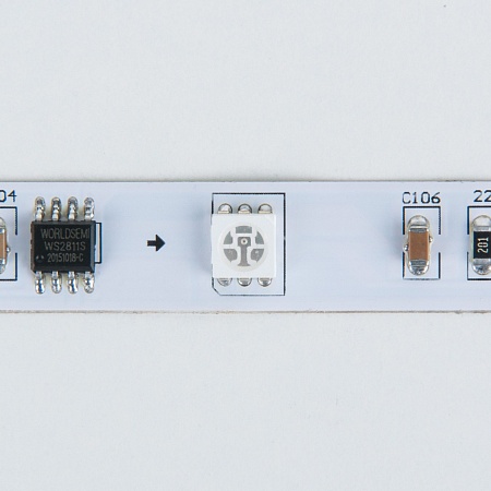 Светодиодная лента 12 В 7,2 Вт 30 Led/м 5050 IP20, мультиколор, 5 м Лента светодиодная 12V 7,2W 30Led 5050 IP20 RGB, 5м - фото