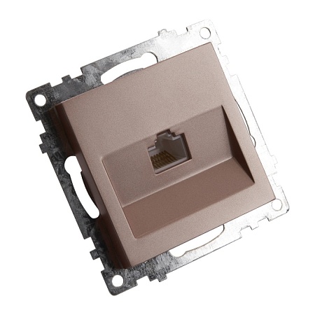 Розетка компьютерная 1-местная RJ-45 (механизм), STEKKER GLS00-7107-02, серия Катрин, шампань - фото