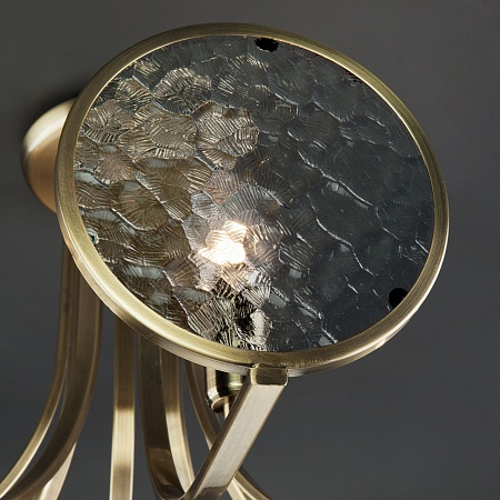 Потолочная люстра с деталями из витражного стекла 60073/8 античная бронза - фото