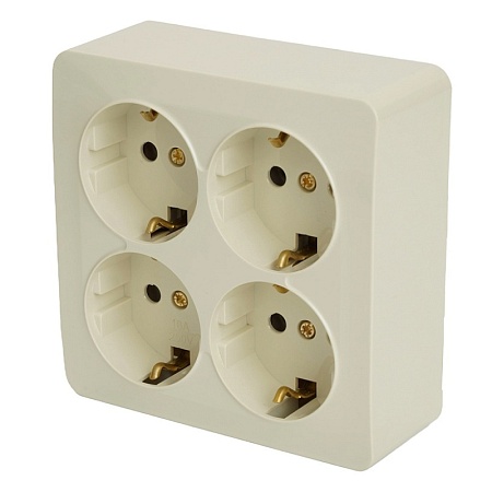 Розетка 3-местная с/з открытой установки, STEKKER, 250В, 16А, IP20, серия София, белый, MST16-13-01 - фото