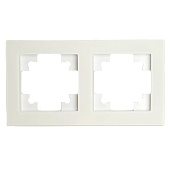 Рамка 2-местная, стекло, STEKKER ,GFR00-7002-01М, серия Катрин, белый матовый