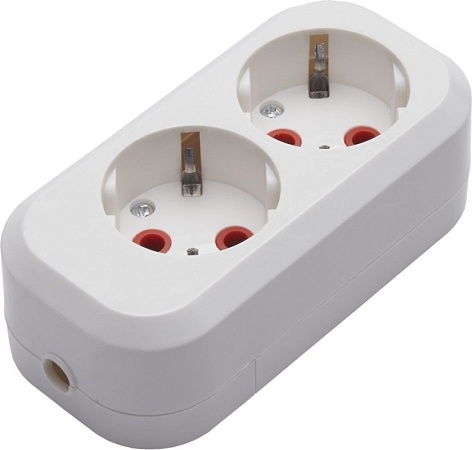 Розетка переносная разборная 2-местная с/з STEKKER, PST16-210-20, 250В, 16A, IP20, белый - фото