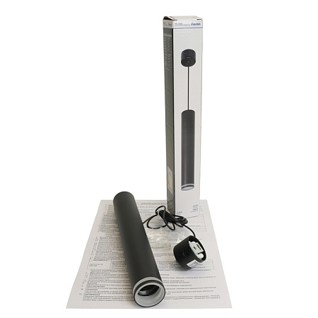 Светильник потолочный Feron ML1008 Barrel LUNA levitation на подвесе MR11 35W 230V, черный 40*250 - фото