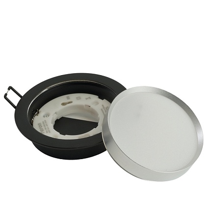 Светильник встраиваемый Feron DL507 потолочный GX53 черный + серебро круг - фото