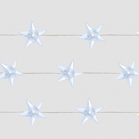 Гирлянда линейная Feron CL572 Звездочки, статичная, 4,5м USB 5000K , прозрачный шнур - фото