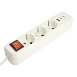 Удлинитель 3-местный с/з с выключ. STEKKER HM071-31-02 3x1мм2, 2м, 250В, 16А, 1USB+2C, 2.4A, сер Home, белый - фото